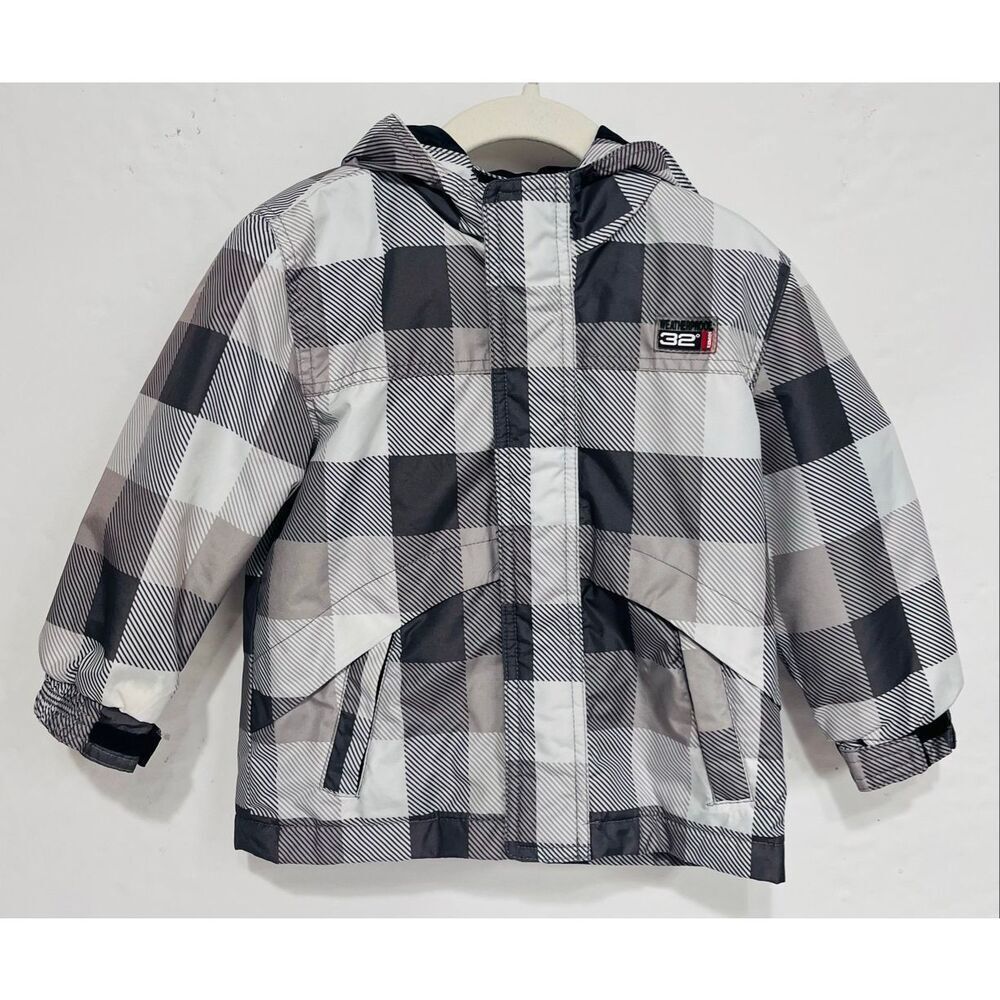 32 Degrees Performance Gray And White Plaid Jacket   Boys Size 2T